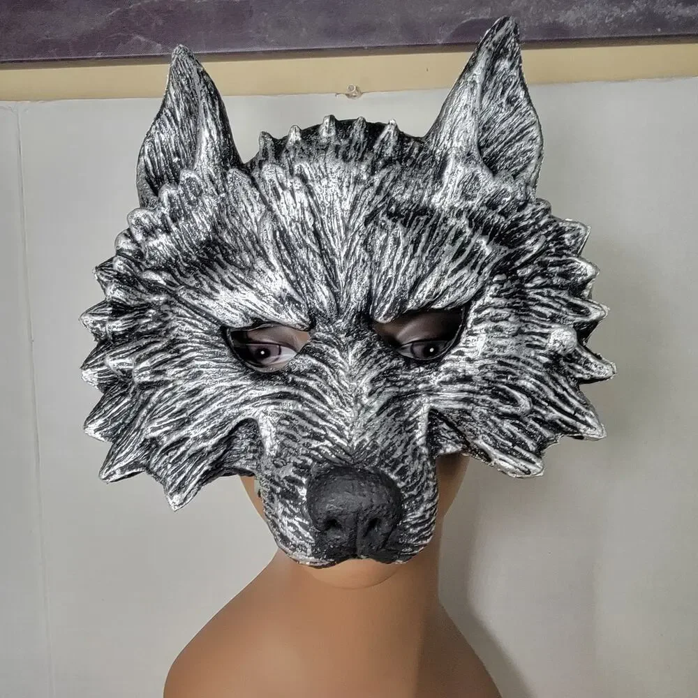 3D Half Face Werewolf Masquerade Rubber Mask